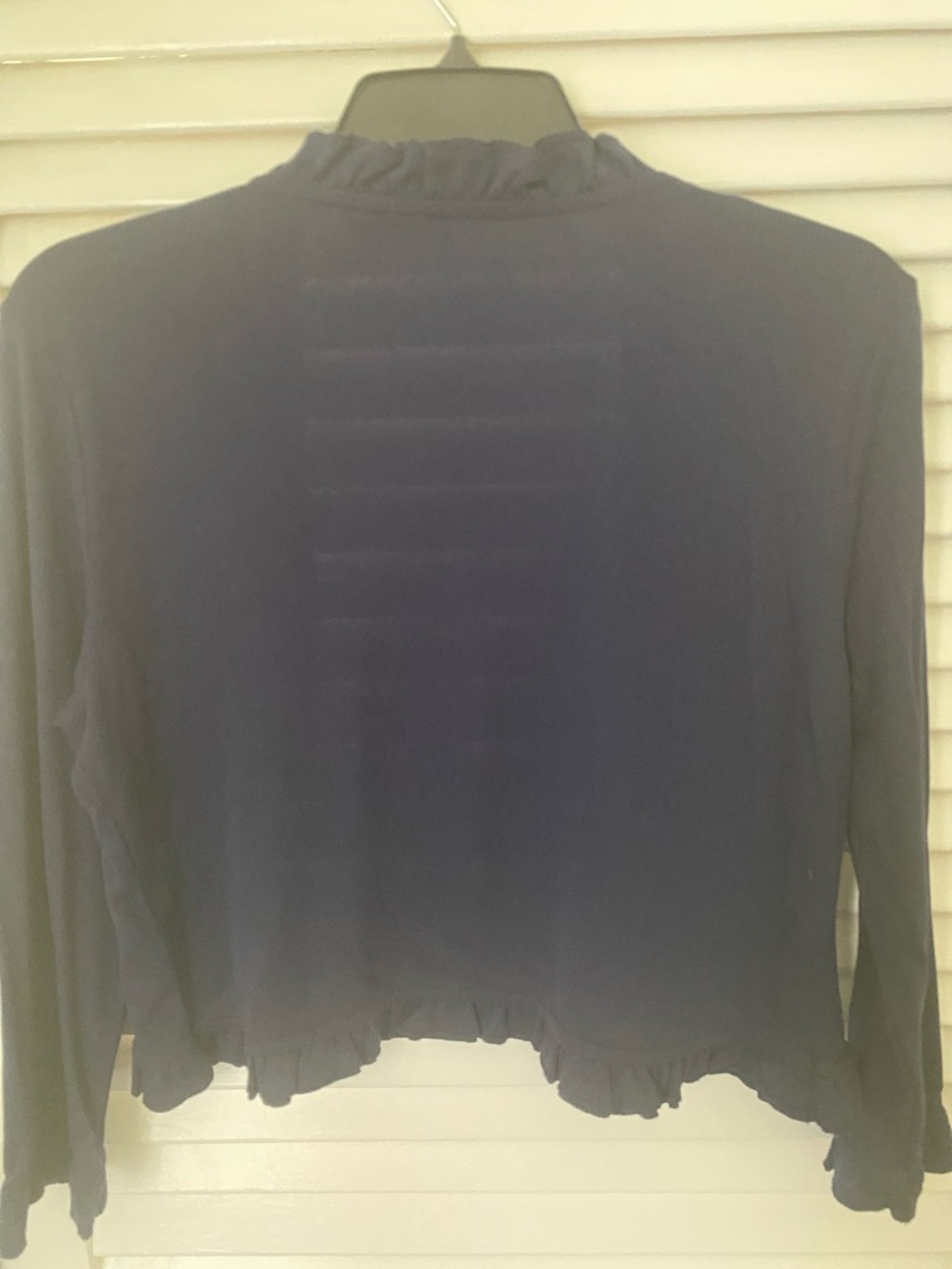 Charter Club Navy Ruffle-Trim Open Cardigan - Picture 3 of 4